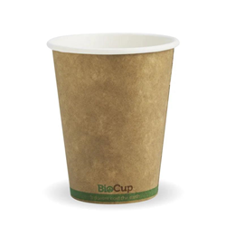 BioPak 280ml/8oz Kraft Green Stripe Single Wall Hot Cup 80mm