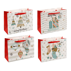 Xmas 230x180x100mm Medium Foil Horizontal Gift Bag Assorted