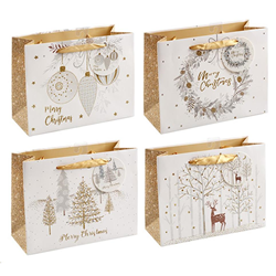 Xmas 140x110x65mm Small Foil & Glitter Horizontal Gift Bag Assorted