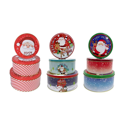 Xmas 3 Piece Small/Medium/Large Round Tin