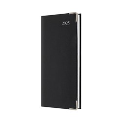 Collins 2025 Management Slimline Week To Open Landscape Black Bonded Leather Diary