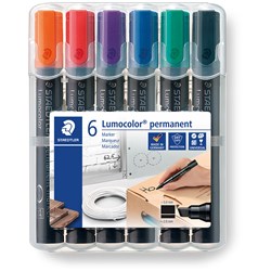 Staedtler Lumocolor 350 6 Assorted Colour Chisel Permanent Marker