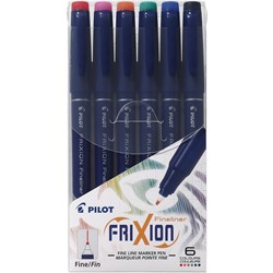 Pilot Frixion Fineliners 0.45mm 6 Assorted Colours