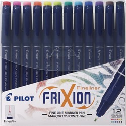 Pilot Frixion Fineliners 0.45mm 12 Assorted Colours