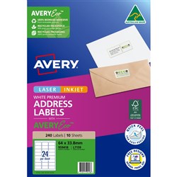 Avery White Quick Peel Internet Address Laser Labels With Surefeed 64X33.8m