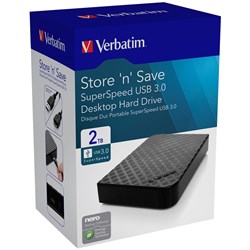 Verbatim Store 'n' Save 2TB USB 3.0 Black Desktop Hard Drive