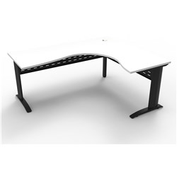 Rapid Span Cockpit Corner Desk 1800Wx1200Wx700mmD White Top Black Steel Frame