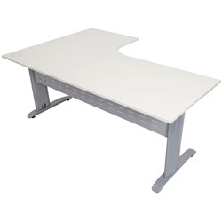 Rapid Span Cockpit Corner Desk 1800Wx1200Wx700mmD White Top Silver Steel Frame