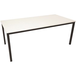 Steel Frame Education Table 1200Wx600mmD with 40mm Black Tube Frame and White Top