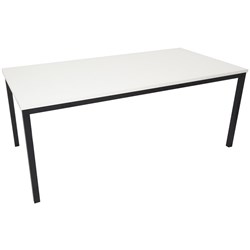 Steel Frame Education Table 1500Wx750mmD with 40mm Black Tube Frame and White Top