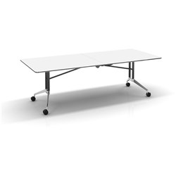 Rapid Edge Folding Boardroom Table 2400Wx1000D With Castors White Top