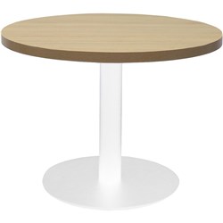 Rapidline Round Coffee Table 600mm Diam Top Natural Oak with White Satin