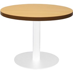 Rapidline Round Coffee Table 600mm Diam Top Beech with White Satin Base