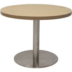 Rapidline Round Coffee Table 600mm Diam Top Natural Oak Stainless Steel