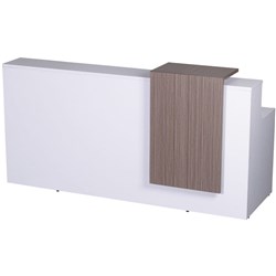 Urban Reception Desk Counter 1150Hx2200Wx800mmD White with a Driftwood Panel