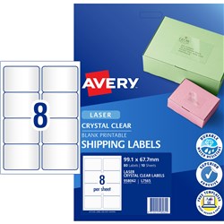 Avery Crystal Clear Laser Address Label 8UP 99.1x67.7mm