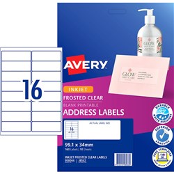 Avery Inkjet Frosted Clear Label 16UP 99.1x34mm