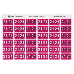 Avery Side Tab 21 Year Code Label 25x38mm Magenta Pack of 180