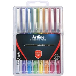 Artline 200 Assorted 0.4mm Pack Of 8 Hard Case Permanent Fineliner