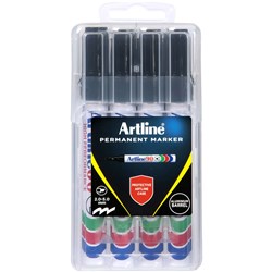 Artline 90 Black Permanent Chisel Marker Hard Case Pack Of 4