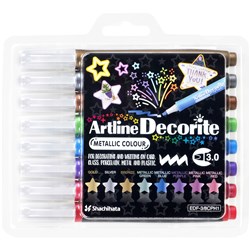 Artline Decorite Markers 3.0mm Chisel Metallic Assorted Pack Of 8