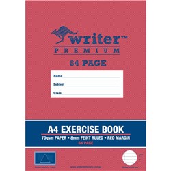A4 64 Page 8mm Ruled Premium Exercise Book