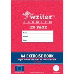 A4 128 Page 8mm Ruled Premium Exercise Book