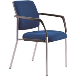 Buro Lindis 4 Leg Chair With Arms Silver Powdercoated Frame Blue Fabric Seat and Back