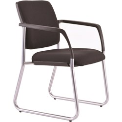 Buro Lindis Sled Base Chair Arms Silver Powdercoated Frame Black Fabric Seat and Back