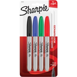 Sharpie Fine Point Marker Permanent 1.0mm Business Assorted Pack of 4