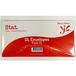 Stat. Peel And Seal Envelope DL Secretive White Pack of 25