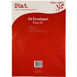 Stat. Peel And Seal Envelope C4 Kraft Pack of 25
