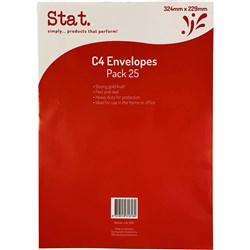Stat. Peel And Seal Envelope C4 Kraft Pack of 25