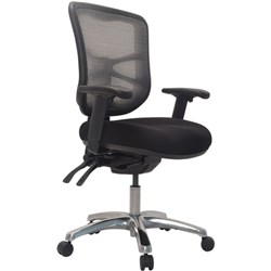 Buro Metro Mesh Chair Polished Alloy Base Seat Slide With Arms Black Fabric Seat