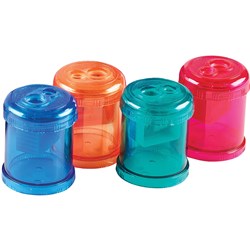 Stat. Double Barrel Plastic Pencil Sharpener Assorted Colours