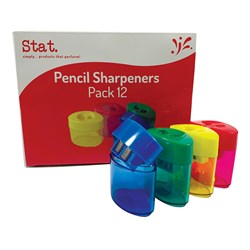 Stat. Double Barrel Plastic Oval Pencil Sharpener Assorted Colours