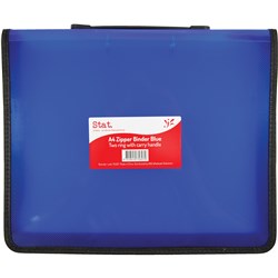 Stat. A4 2 Ring 25mm Blue Zippered Binder With Handle