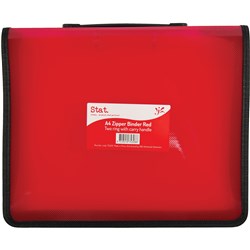 Stat. A4 2 Ring 25mm Red Zippered Binder With Handle