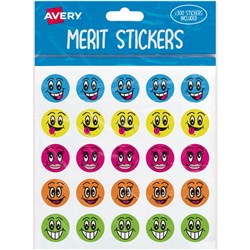 Avery Smiley Faces 22mm Blister Pack Merit Stickers