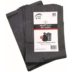 Clean Wiz Oxo-Biodegradable Heavy Duty Bin Liner 82L Black Star Seal Pack of 25