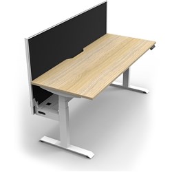 Rapidline Boost+ Single Sided Workstation + Screen + Tray 1200Wx750Dx1330mmH Oak / White