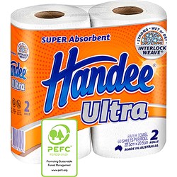 Handee Ultra Kitchen Towel 2 Ply 60 Sheets Twin Pack