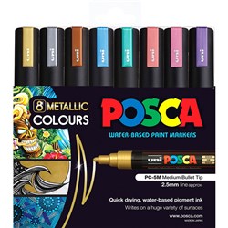 Uni Posca Paint Marker PC-5M  Medium 2.5mm Bullet Tip Metallic Assorted