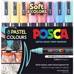 Uni Posca Paint Marker PC-5M  Medium 2.5mm Bullet Tip  Pastel Assorted Set of 8