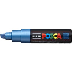 Uni Posca Paint Marker PC-8K  Broad 8mm Chisel Tip  Metallic Blue