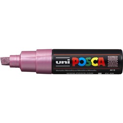 Uni Posca Paint Marker PC-8K  Broad 8mm Chisel Tip  Metallic Pink