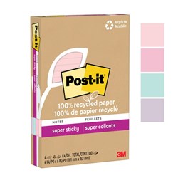 Post-It 4621R-4SSNRP Lined Super Sticky Notes 101mmx152mm Wanderlust Pastels