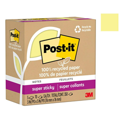 Post-It Yellow Recycled 654R-5SSCY 75x75mm S/Sticky Adhesive Notes