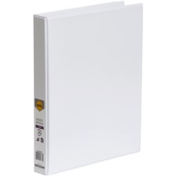 Marbig Clearview A4 2 D Ring 25mm Deluxe White Insert Binder