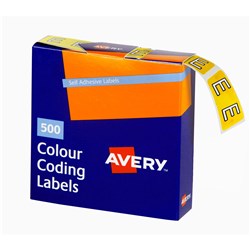 Avery Alphabet Coding Label E Side Tab 25x38mm Yellow